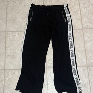 PINK Victoria's Secret Black Sweatpants with White Accents